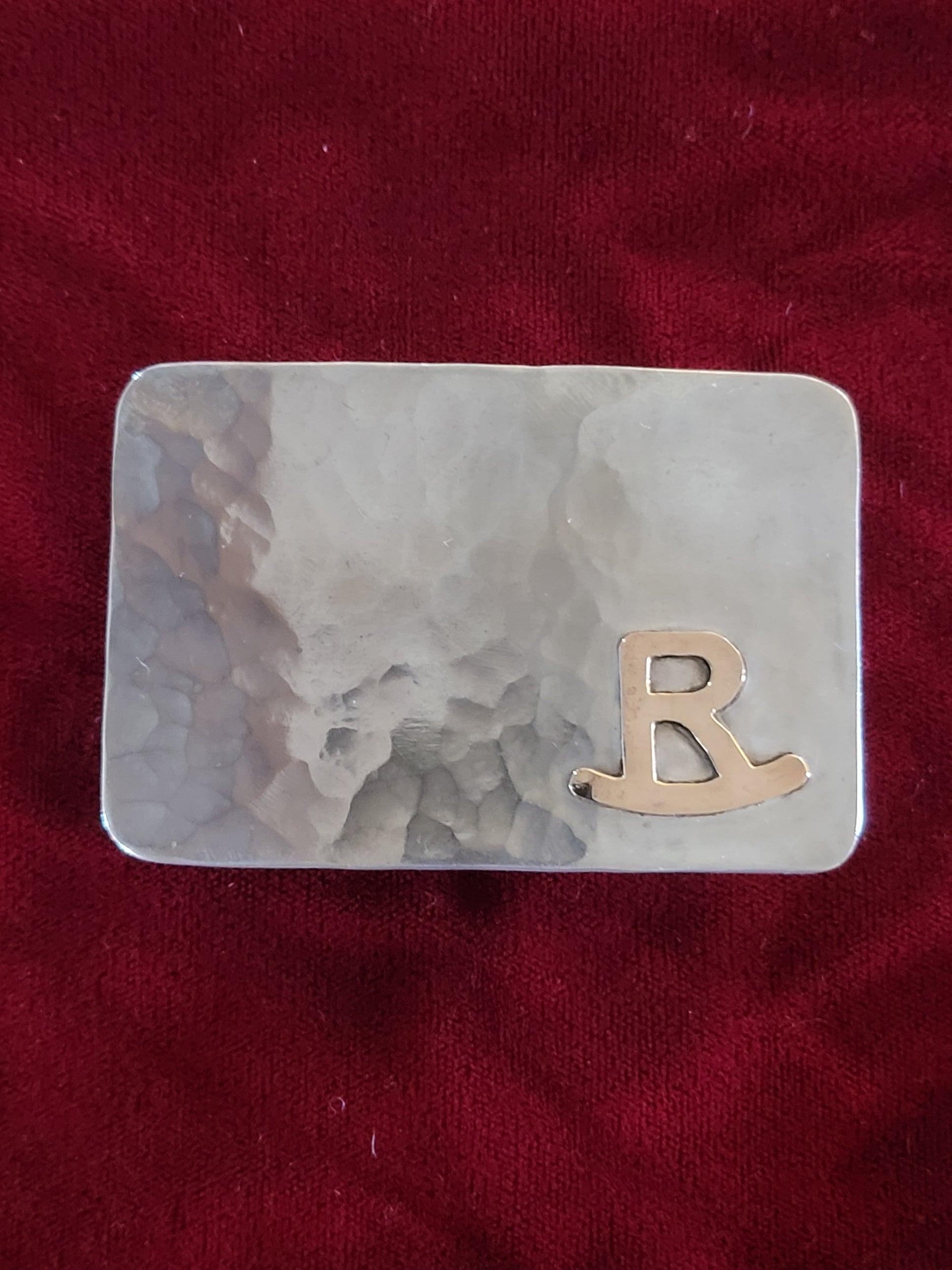 Sterling Silver Hand Hammered Buckle with Brand