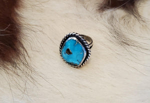 Sterling Silver/Turquoise Ring with rope border