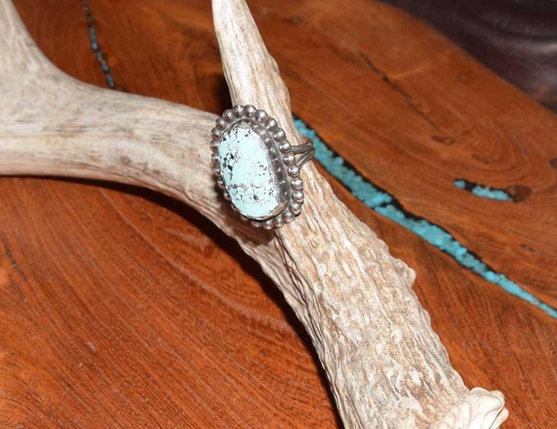 Sterling Silver Berry Border Turquoise Ring